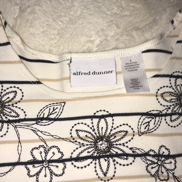 Alfred Dunner Striped 3/4 Sleeve Striped Top - Picture 2 of 5